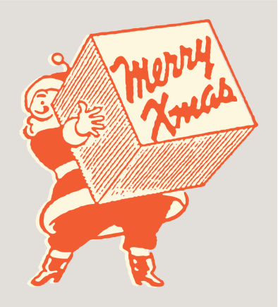 Santa Claus with Huge Box