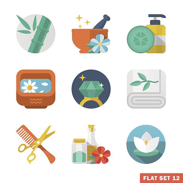 Beauty and Spa Flat icons vector art illustration