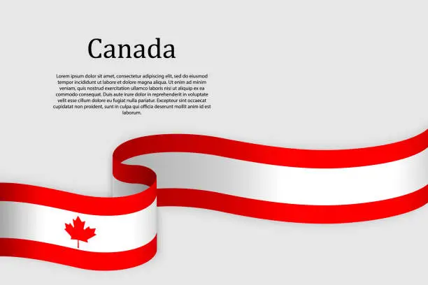 Vector illustration of Ribbon flag of Canada. Celebration background