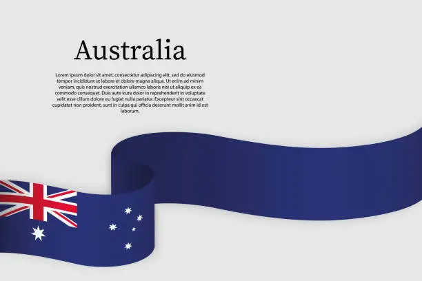 Vector illustration of Ribbon flag of Australia. Celebration background