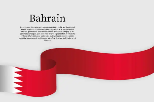 Vector illustration of Ribbon flag of Bahrain. Celebration background