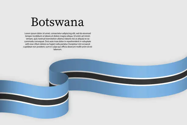 Vector illustration of Ribbon flag of Botswana. Celebration background