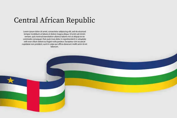 Vector illustration of Ribbon flag of Central African Republic. Celebration background