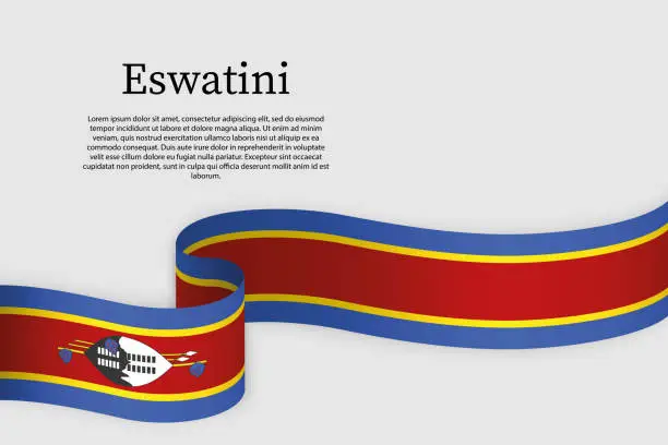 Vector illustration of Ribbon flag of Eswatini. Celebration background