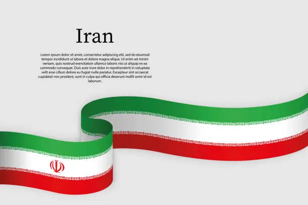Vector illustration of Ribbon flag of Iran. Celebration background