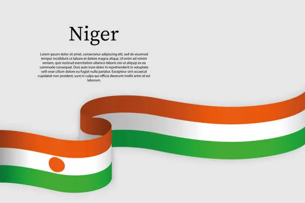 Vector illustration of Ribbon flag of Niger. Celebration background