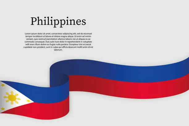 Vector illustration of Ribbon flag of Philippines. Celebration background