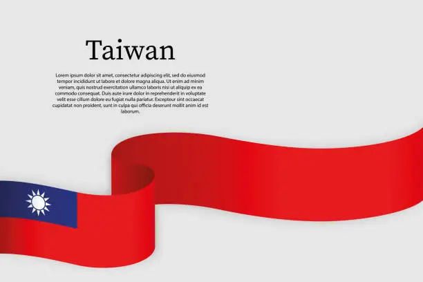 Vector illustration of Ribbon flag of Taiwan. Celebration background