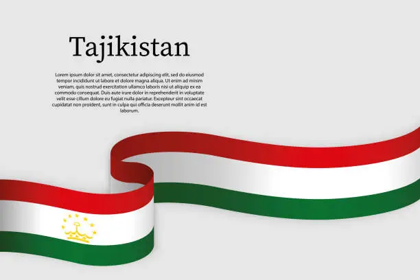 Vector illustration of Ribbon flag of Tajikistan. Celebration background