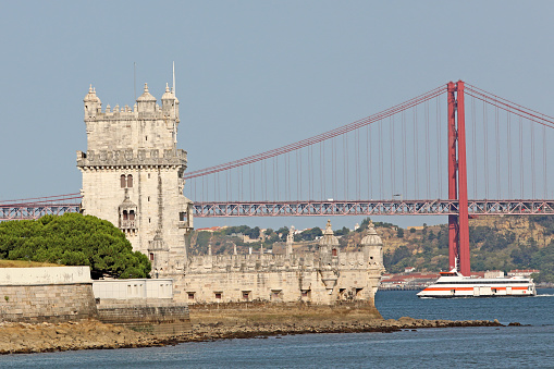 Lisbon, Portugal's Belem Tower and surroundings.