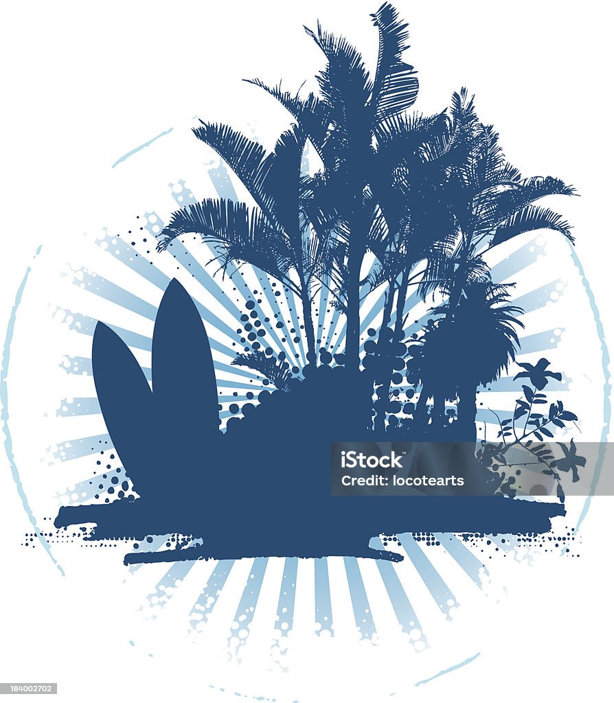surf Sommer circle mit Tisch Palmen und Hibiskus - Lizenzfrei Big Island - Insel Hawaii Vektorgrafik