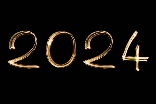 istock Yellow 2024 lettering on black background 1840033777