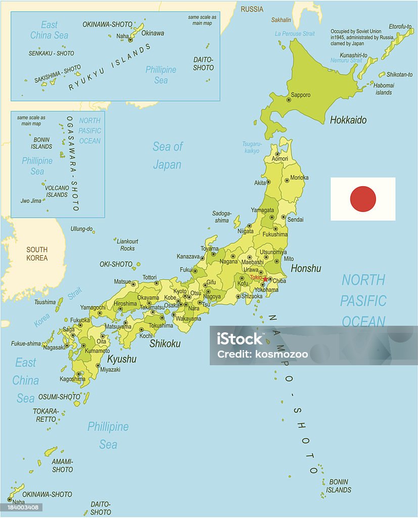 Japão - Vetor de Mapa royalty-free
