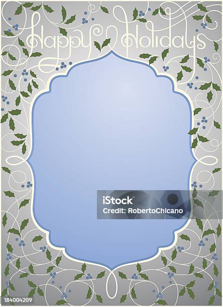 Happy Holidays Template In Silver And Blue Color Stock Illustration - Download Image Now - Abstract, Blank, Border - Frame