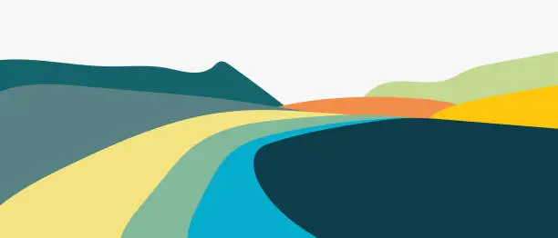 Vector illustration of Vector Mountain Road Panorama Landscape Background