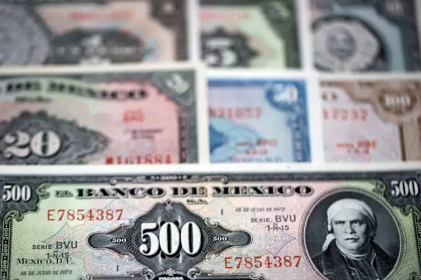 Photo of Old Mexican money a business background