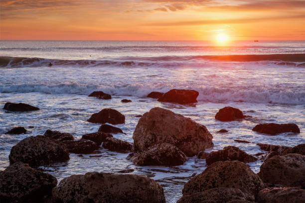 istock Atlantic ocean sunset at Costa da Caparica, Portugal 1840080944