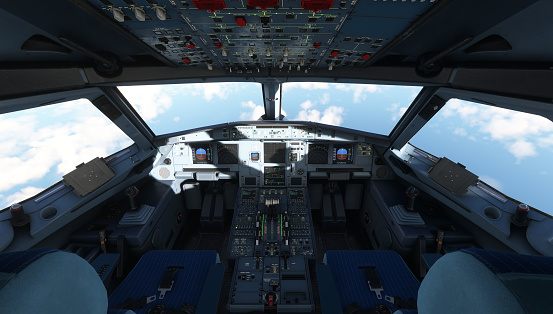 Private jet aircraft cockpit