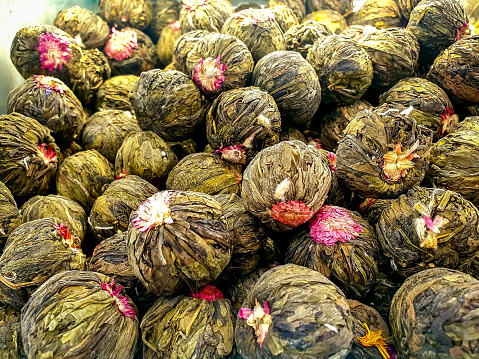Jasmine tea balls at Grand Bazaar In Istanbul, Turkey