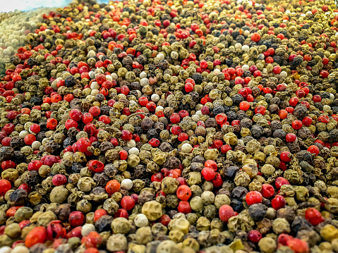 Mixed peppercorns at the Spice Bazaar in Istanbul, Turkey