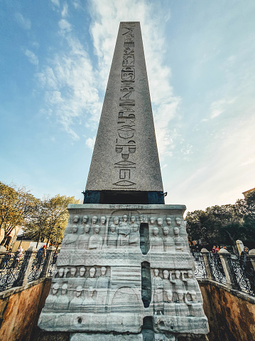 Egyptian Obelisk of Theodosius on a Sultan Ahmet Square (former Roman Hippodrome) in Istanbul, Turkey