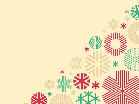 Modern red and green holiday winter Christmas snowflake edge design.