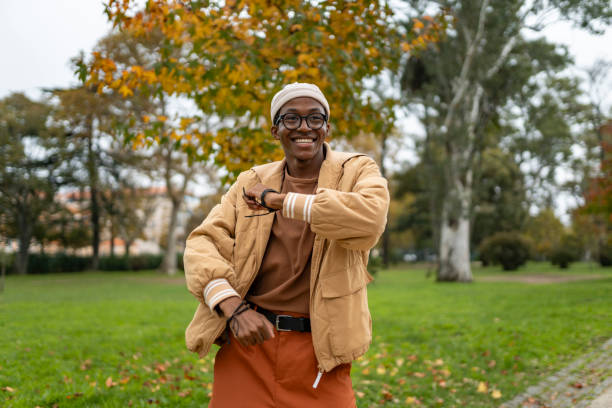 istock Afro man dancing in natural park 1840105159