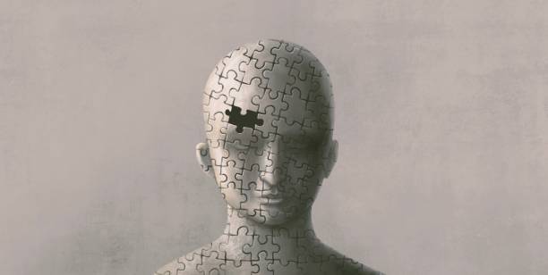 istock Jigsaw puzzle human. lost psychology mind and brain concept art. surreal conceptual artwork. 1840110998
