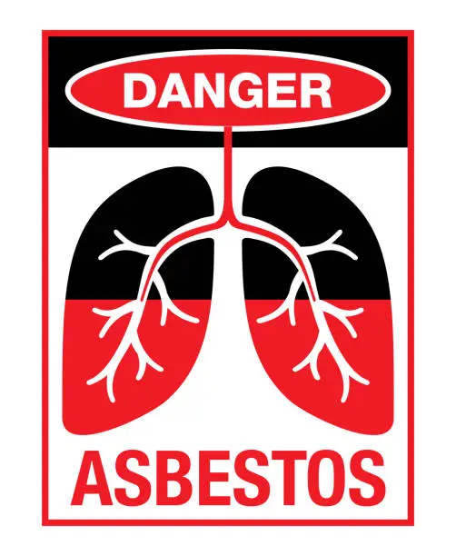 Vector illustration of Danger Asbestos - sign with lungs