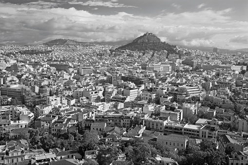 Athens - The look from Acropolis to Likavittos hill and the town.