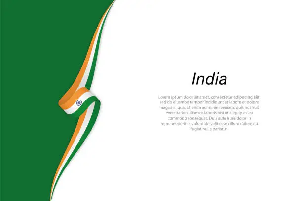 Vector illustration of Wave flag of India with copyspace background