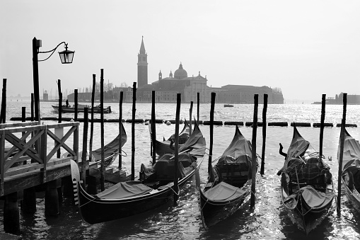 Venice - The gondolas and church Chiesa san Giorgio Maggiore