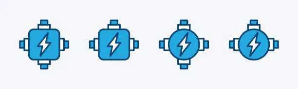 Vector illustration of Electric junction box icons. Vector illustration