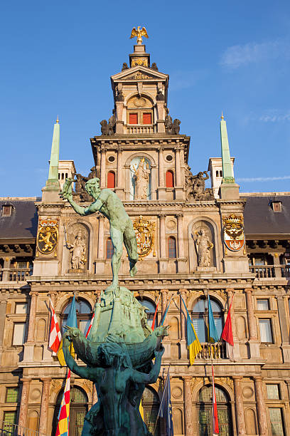 istock Antwerp - Town hall and Brabo fountain 184014060