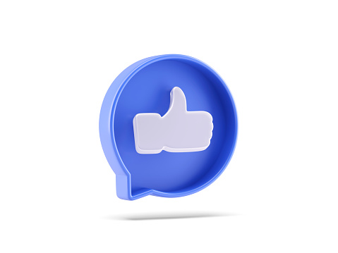 One like social media notification with thumb up icon. 3d illustration