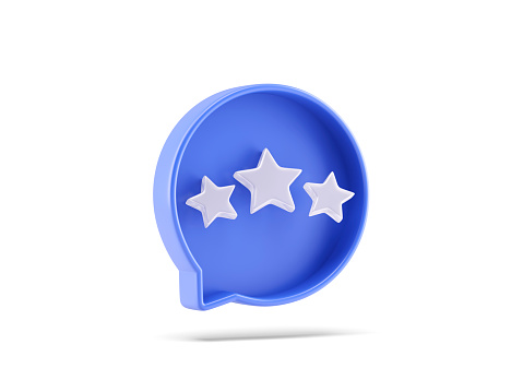 Three stars on speech bubble. 3d illustration