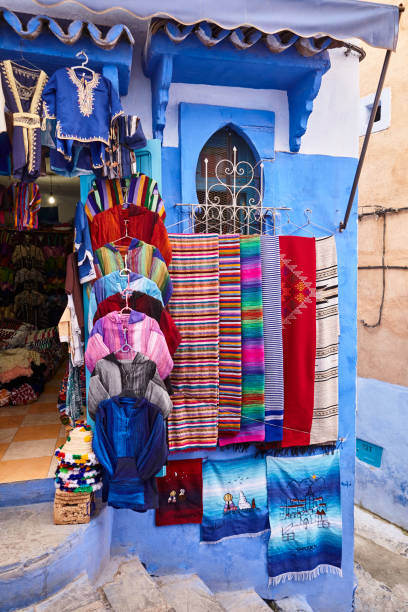 istock Street store with colourful fabric in Chefchaouen, Morocco 1840159936
