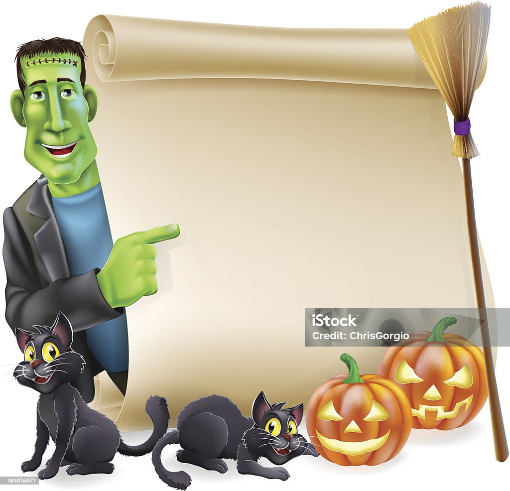 Halloween scorrere con Frankenstein - arte vettoriale royalty-free di Adulto