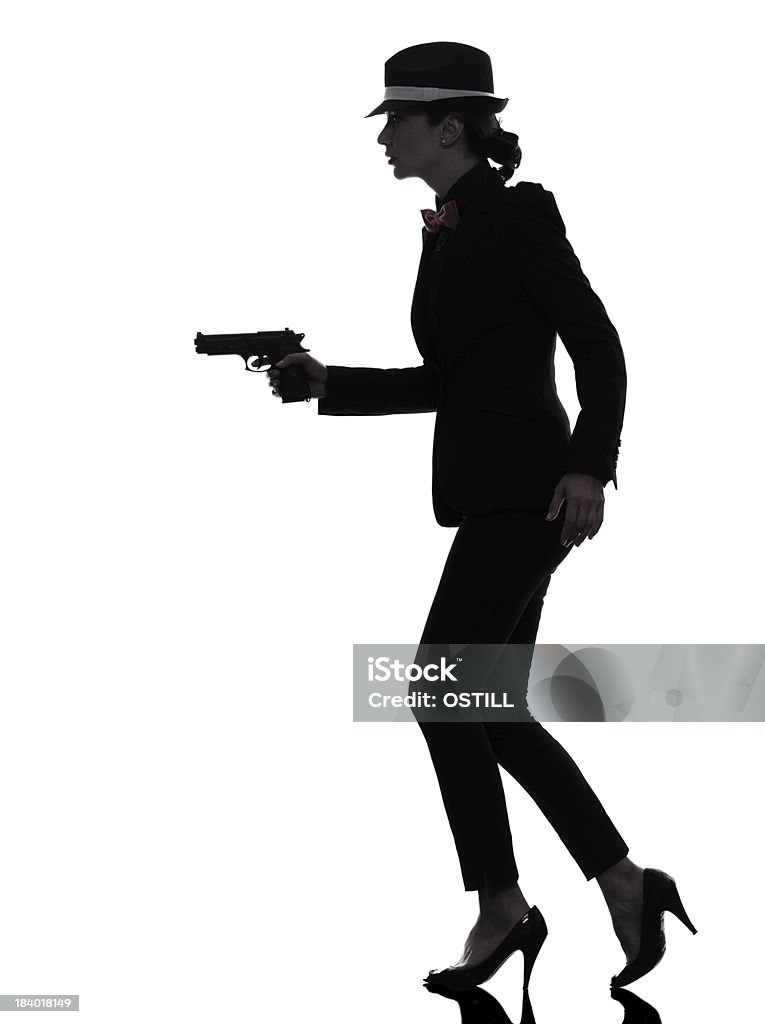 Femme silhouette de pistolet gangster killer - Photo de Arme à feu libre de droits