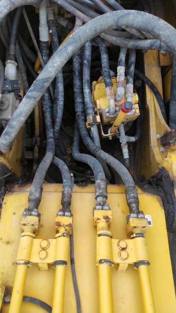 istock Wire connection in the old excavator machine in project area 1840183224