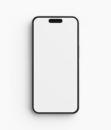 High quality smartphone mockup 3D Rendering\nSmartphone template with blank screen on white background