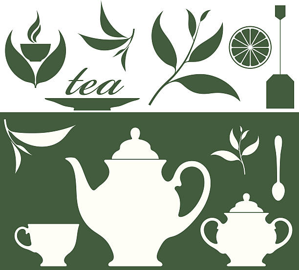 herbata - green tea tea teabag green stock illustrations
