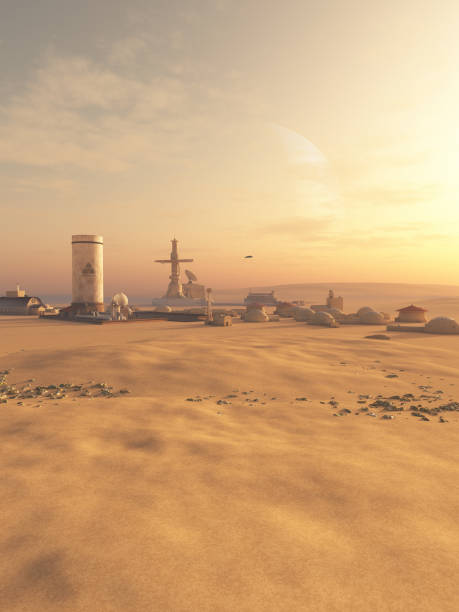 istock Farming Colony Outpost on a Desert Planet 1840271879