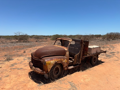 A rusty truck in desert