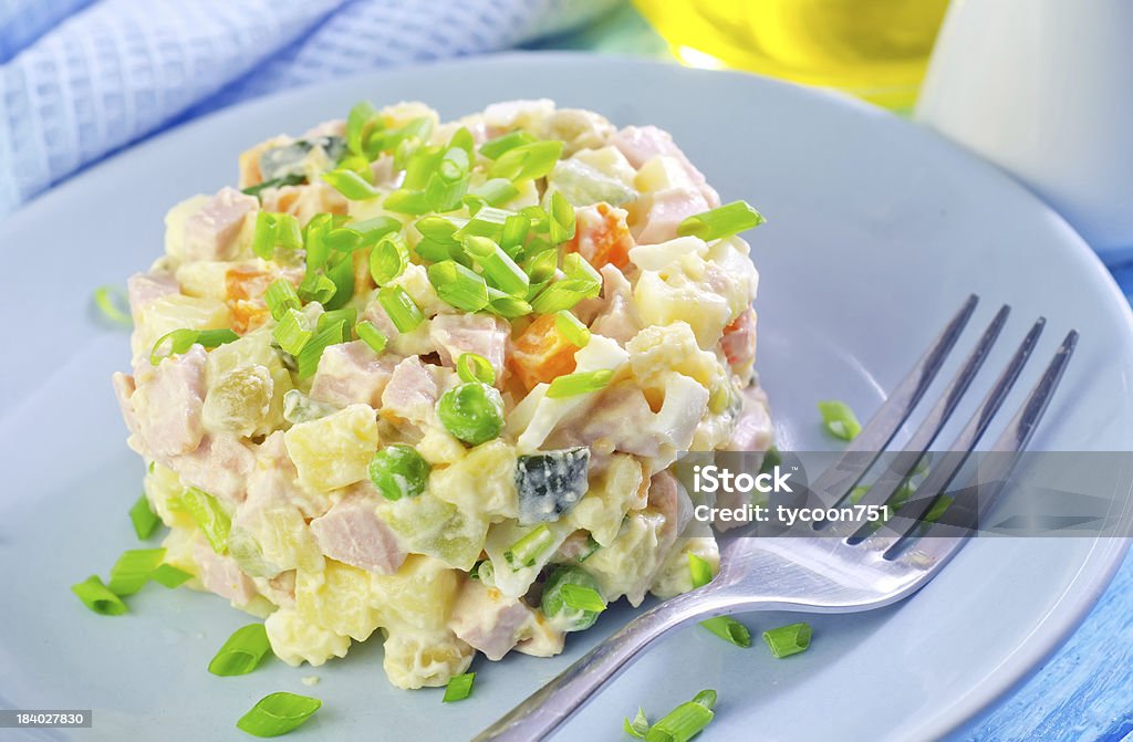 salad olivier fresh salad olivier Russian Salad Stock Photo