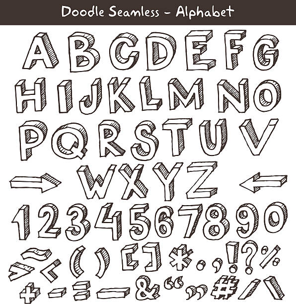 illustrations, cliparts, dessins animés et icônes de alphabet dessiné à la main - letter t letter u letter v vector