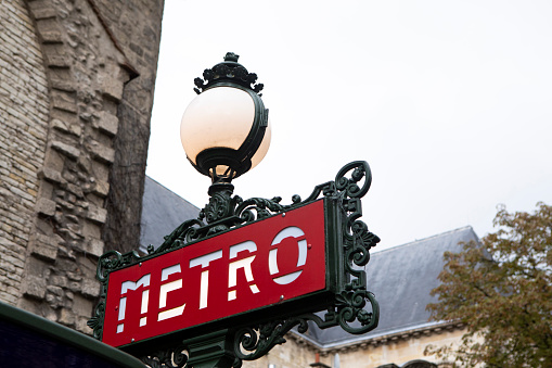 Ornate metro sign for the station at Saint-Germain-des-Prés