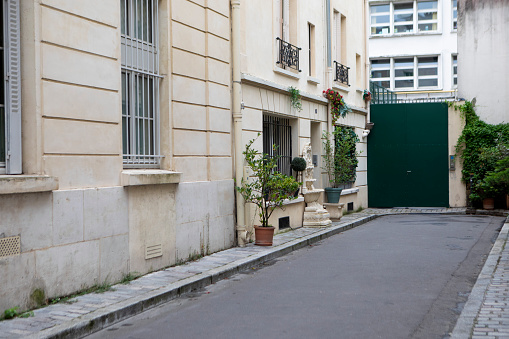 Quiet back street in the Saint-Germain-des-Pres district of Paris