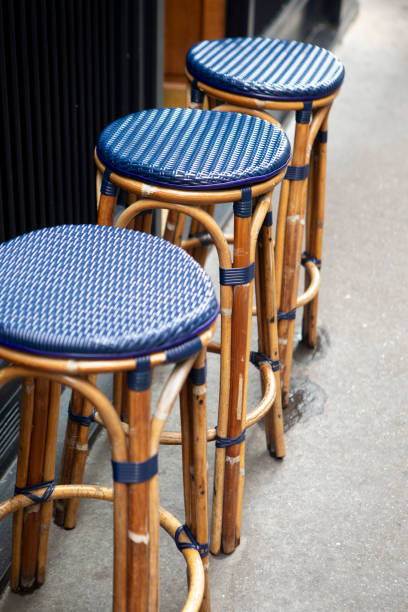 istock Bar stools in a row on the pavement 1840300690