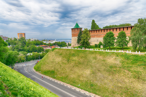 Ancient walls of the Kremlin in Nizhny Novgorod, Russia